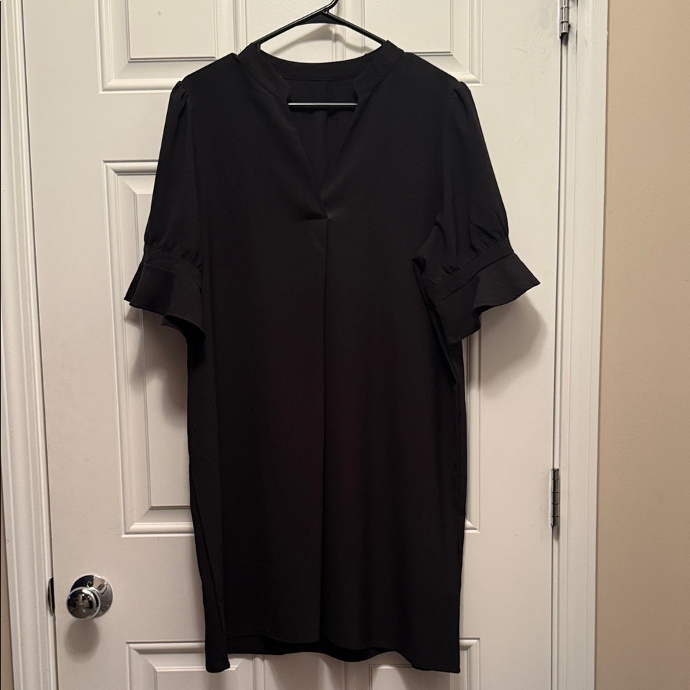 Elegant Black Ruffle Sleeve Mini Dress